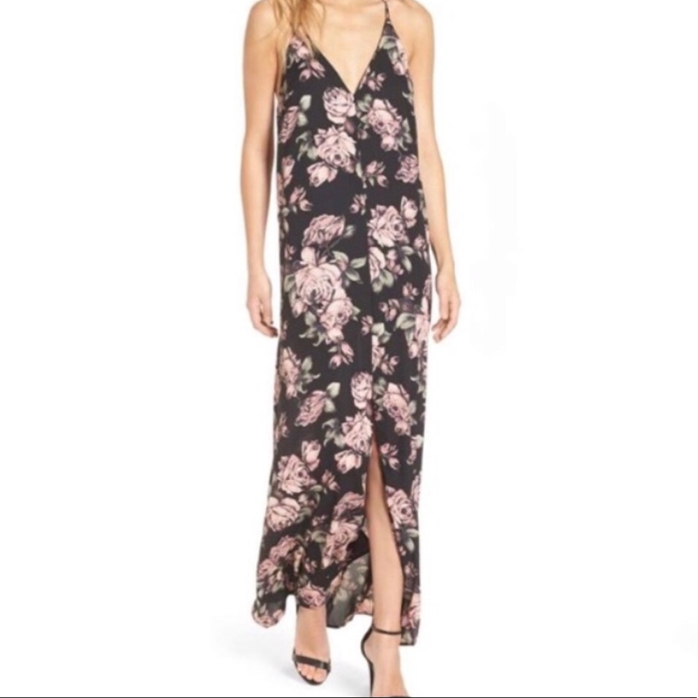 (Sold) Leith Nordstrom Black Rose Sleeveless Maxi - Picture 2 of 8